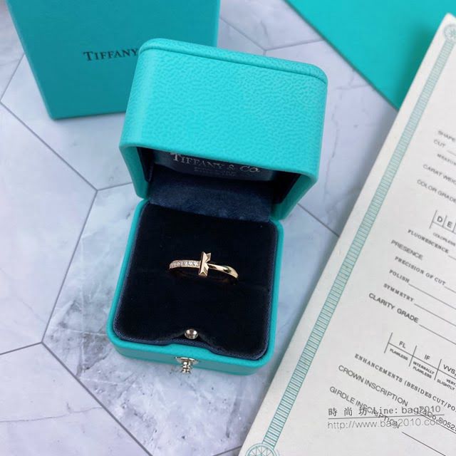 Tiffany純銀飾品 蒂芙尼女士專櫃爆款T Two戒指 Tiffany925純銀電鍍k金雙t戒指  zgt1696